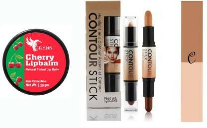 Crynn Essential Cherry Natural Tinted Lip Balm Sun Protection& beauty contour stick Concealer (2 Items in the set)