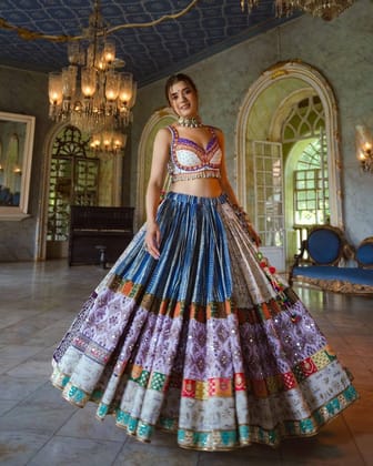 Light Blue Purple Designer Choli
