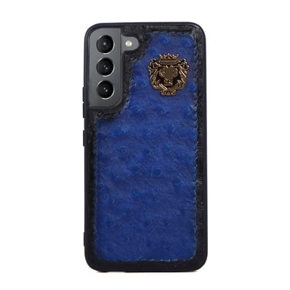 Mobile Cover for Samsung S Series in Blue Ostrich Leather-S22