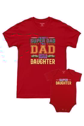 Super Dad - Super Daughter-Half Romper / S / Red