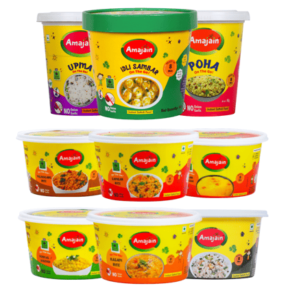 Amajain Instant Sattvik Food Combo Pack, Ready-to-Eat, No Added Preservatives, No Added Flavours, Jain-Friendly, 26 Tubs