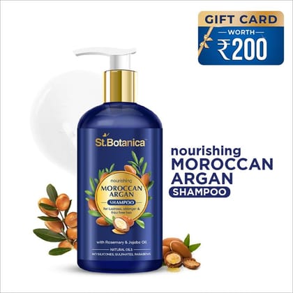 Moroccan Argan Shampoo With Rosemary, Jojoba & Moroccan Argan Oil For Nourished, Silky, Shiny & Stronger Hair | 300ml with Rs.200 Gift Card