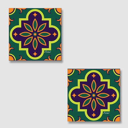 Green Morocco Square Acrylic Coasters - Set of 2
