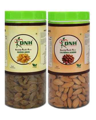 DRY FRUITS COMBO 1 KG PACK 500 X 2 PC         RAISINS | ALMONDS    - Rich in Vitamin E, Enhances Brain Function