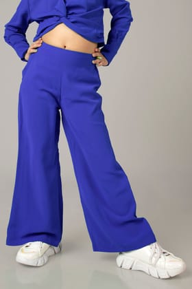 Royal Blue Wide Leg Flared Trouser For Girls-1 Year / Royal Blue / KBT005-PLMC006-NIL-NIL-THB08-FS003-ZPH013-NIL-NIL-NIL