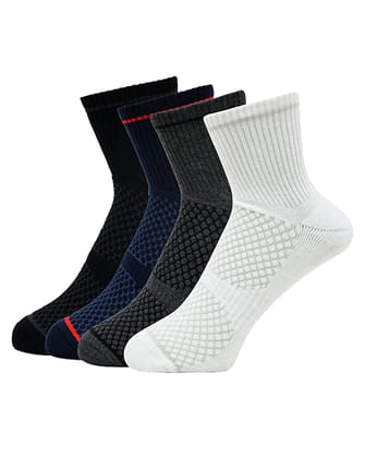 Balenzia Men’s Cushioned High Ankle Sports Socks (Free size) Pack of 4 Pairs/1U (multi colour) Terry/Towel Ankle Socks for Men-Stretchable from 25 cm to 33 cm / 4N