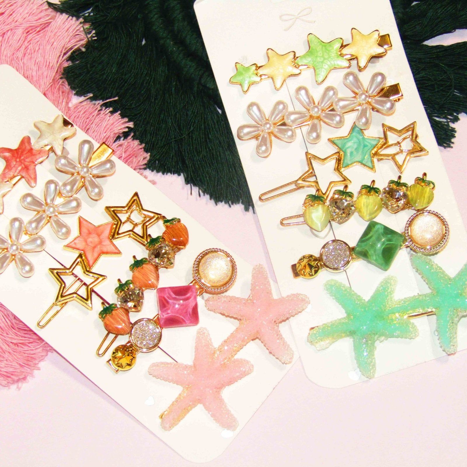 Set Of 6 | Berry Love Hair Clip Set-Green