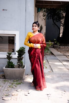 Red Beet  tissue silk Saree