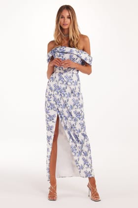 Tender Floral Off-Shoulder Dress-XXS