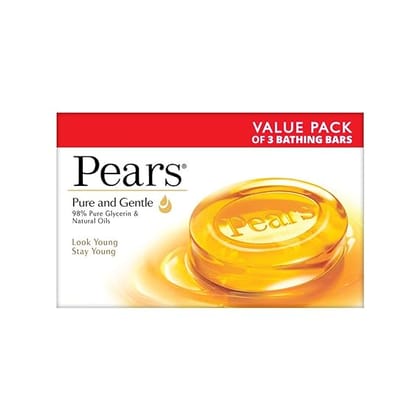 Pears Moisturising Bathing Bar Soap with Glycerine Pure & Gentle - For Golden Glow - (125g x 3)