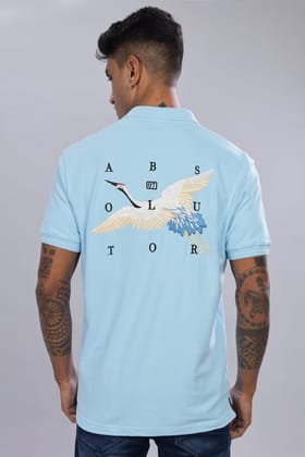 Flying Crane Bird Embroidery Executive Fit Polo T-Shirt-S