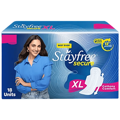 STAYFREE Secure Cottony Sanitary Pads - Regular, 18 pcs