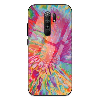 Orange Splash Tie Dye - Glass Case For Redmi Models-Redmi 9 Prime