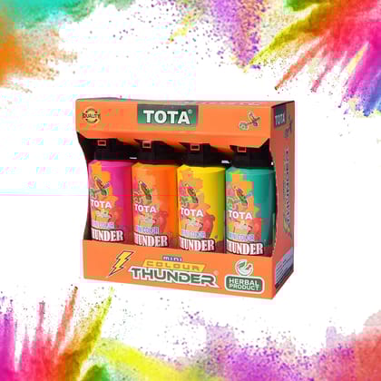 Tota Natural and Herbal Mini Thunder Plus Holi Gulal Colors for Celebration, Photoshoots, Festivals- Pack of 4-Pack Of 4