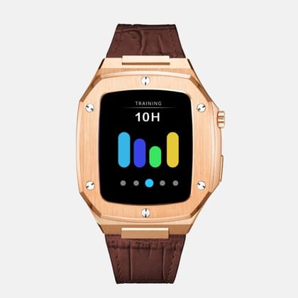 44MM Rose Gold Luxury Edition iWatch Case: Leather Strap-Brown