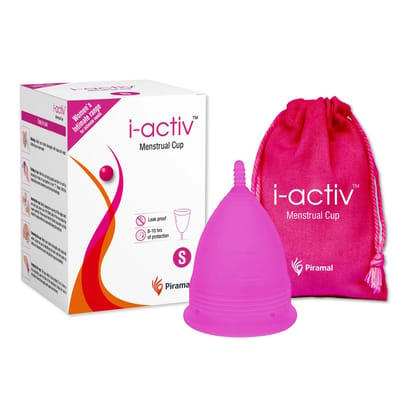 i-activ Menstrual Cup for Women | Rash-Free, Leak-Free & Ultra soft Cup with Pouch| 100% Medical Grade Silicone | 8-10 hrs protection Small Pack of 1
