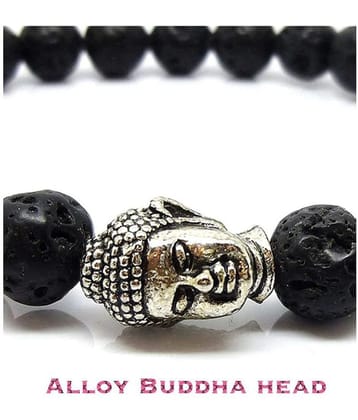 Black Lava Stone Reiki Yoga Meditation Buddha Bracelet - None
