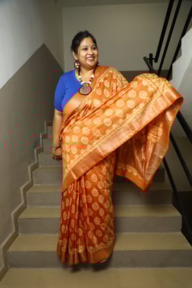 Kesar-Maheshwari Printed Art Silk / Art Silk / Orange