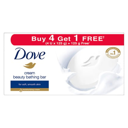 Dove Cream Beauty Bar - Soft|| Smooth|| Moisturised Skin|| 125 g (Buy 4 Get 1 Free)