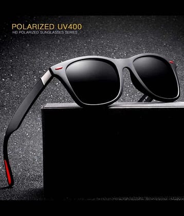 Ashru Black Square Sunglasses ( Pack of 1 ) - Medium