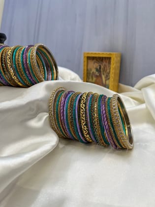 Rama Green & Purple Bangle Set 5005-2.6 / Both Hands