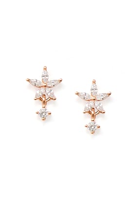 Flower With A Tiny Bling Sterling Silver Drop Earring-Rose