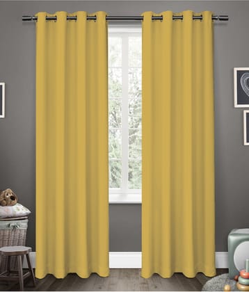 American-Elm Glorious Yellow Grommet 2 Panel Blackout Curtains-L.Window- 4.5 x 6 ft