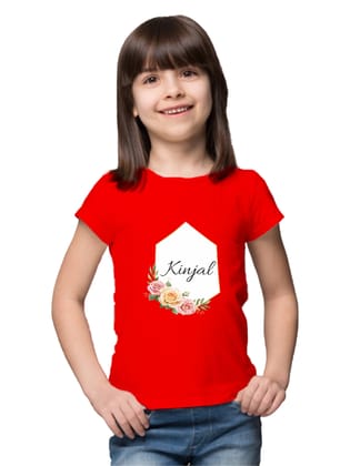 Girls Name on T-shirt with Flowers Around-Red / 1-2 Year
