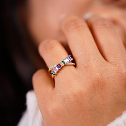Rainbow 18K Gold Plated Ring