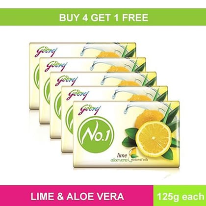 Godrej No 1 Bathing Soap - Lime & Aloe Vera, 125 G - Buy 4 Get 1 Free(Savers Retail)