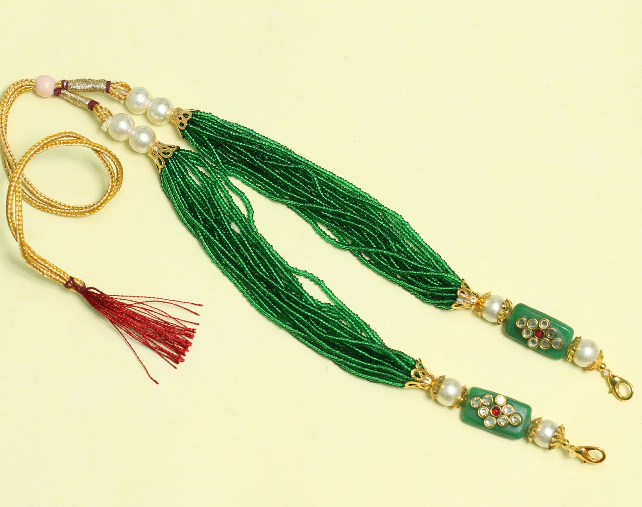 10 Pcs, Necklace Dori Green-Green / Glass