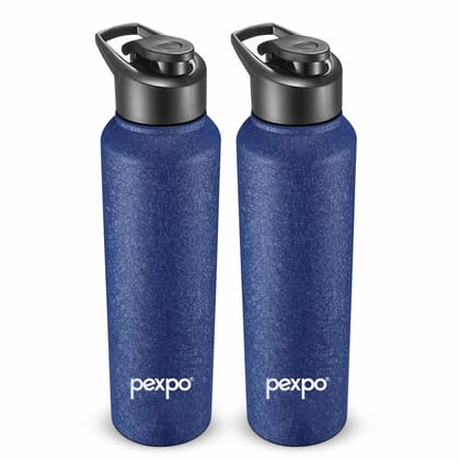 PEXPO Stainless Steel Sports/Fridge Water Bottle, 1000 ml, Pack Of 2, Blue, Chromo | Eco-Friendly & Leak-Proof Water Bottle