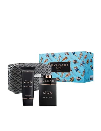Bvlgari Man In Black Perfume Gift Set For Men (100ml EDP + 75ml After Shave Balm + Pouch )