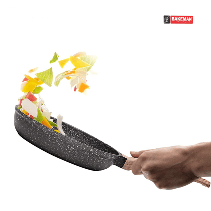 Bakeman Non Stick Fry Pan with Lid - 28 CM-Bakeman Non Stick Fry Pan with Lid - 28 CM