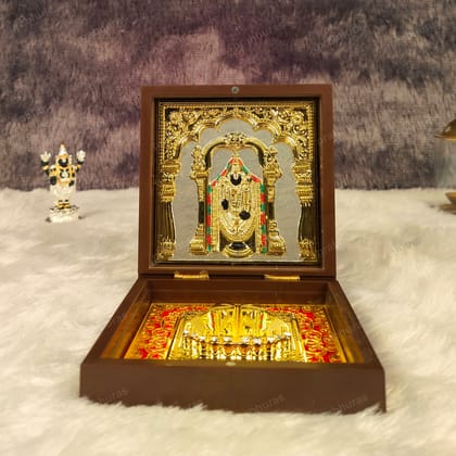 Balaji and Padmavathi Lakshmi Pocket Temple (24 Karat Gold Coated)-Medium