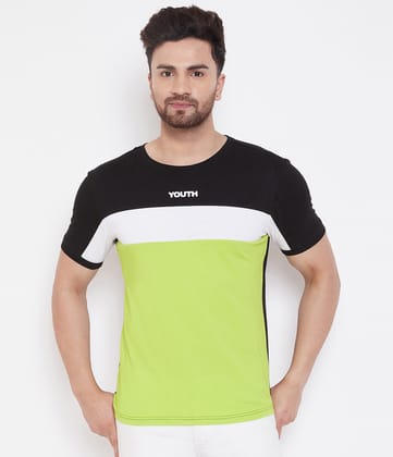 Gritstones Color Block Men Round Neck Green, Black T-Shirt