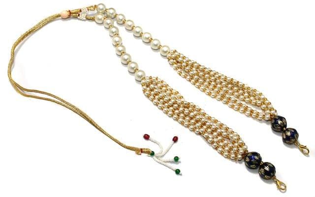 10 Pcs, Pearl and Meenakari Beaded Adjustable Dori Blue-Blue / Glass