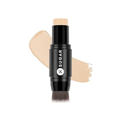 SUGAR Cosmetics Ace Of Face Foundation Stick - 17 Raf (Light Foundation with Golden Undertone) - Waterproof, Full Coverage Foundation for Women with Inbuilt Brush | Mini (Matte Finish) - 7 g