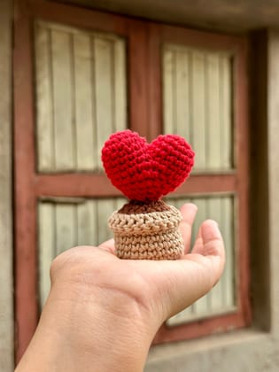 Crochet heart pot-Red heart