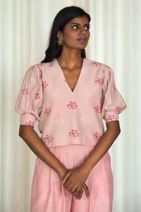 Pleated Sleeve Top-XS