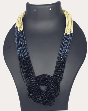 Trib Tiny Beads Knot Necklace For Women & Girls-Black