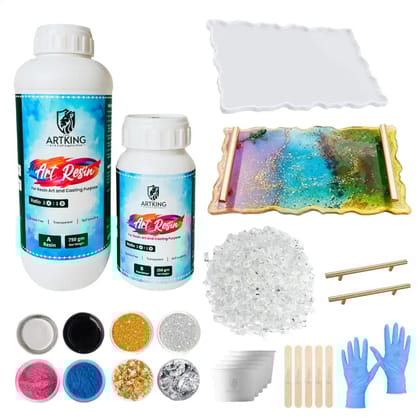 9x12inch Agate Tray Making Combo Kit for Resin Art | 15 Items DIY Beginners Craft Kit with 1Kg Epoxy Art Resin