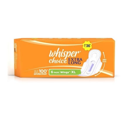 Whisper Ultra Wings Extra Long Sanitary Pad, 6 Pcs