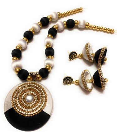 Elegant Dual-Tone Silk Thread Jewellery Set