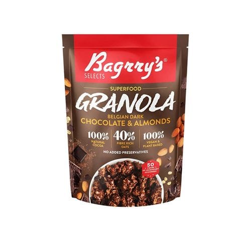 Bagrry's Granola Belgian Dark Chocolate & Almonds, 400 gm Pouch