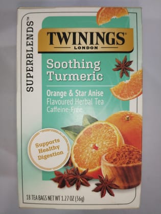 Twinings London Soothing Turmeric Orange & star anise Flavoured herbal tea 18n tea bags 