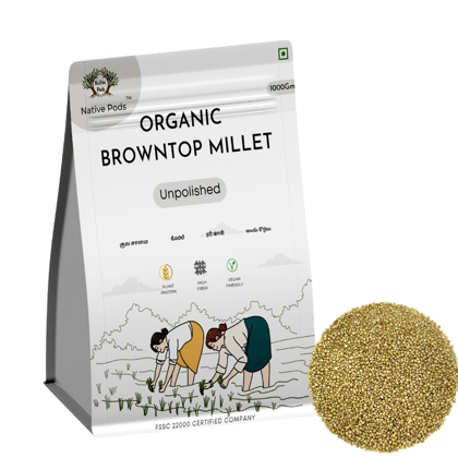 Native Pods Browntop Millet Unpolished 1Kg- Korale/Choti Kangni - Natural & Organic - Gluten free and Wholesome Grain without Additives