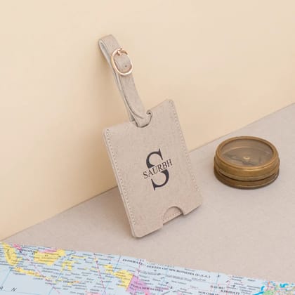 PERSONALISED PRINTED TRAVEL TAG - BEIGE-Beige