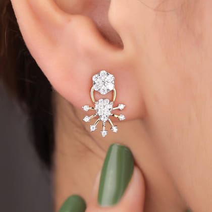 Zavi Silver Stud Earrings for Women-Yellow Gold