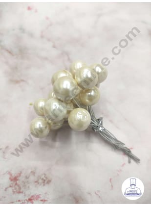 CAKE DECOR™ Oyster Pearl Faux Ball Toppers For Cake and Cupcake Decoration - (20pcs Pack)